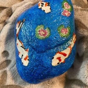 Rock  Art Koi Fish on natural Rock